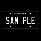 Custom black and white license plate