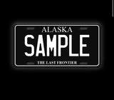 Custom black and white license plate