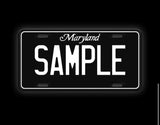 Custom black and white license plate