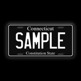 Custom black and white license plate